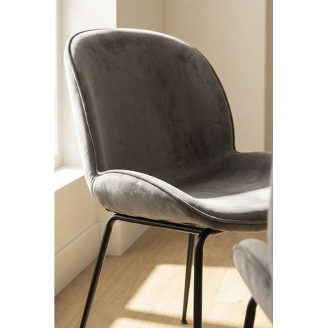 Sillas Comedor - Silla Bille Black Terciopelo - Gris claro (1/5)