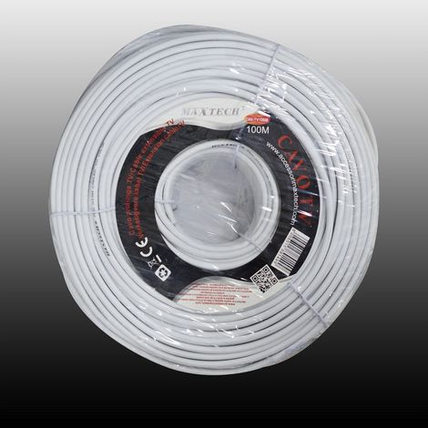 MaxTech - Cavo Cavetto Coassiale Tv Prolunga Pvc 100 Metri Schermatura Maxtech Cav-tv100m - (1/2)