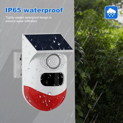 120dB Outdoor Solar Motion Sensor Alarm with Loud Siren, LED Strobe Lights, Sound Security, Adjustable Detection Distance, IP65 Waterproof Rechargeable Detector for Farmhouse/Home (1/5)