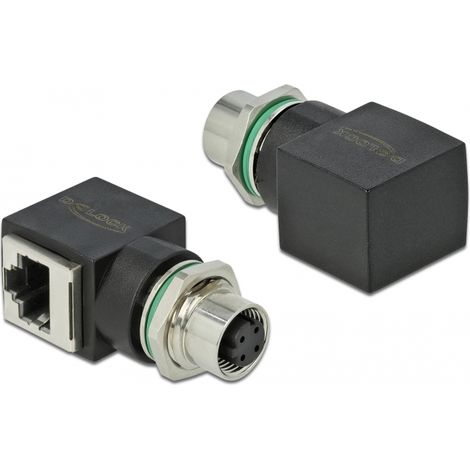 Delock Adaptador de red M12 4 pines D-codificado hembra a RJ45 hembra