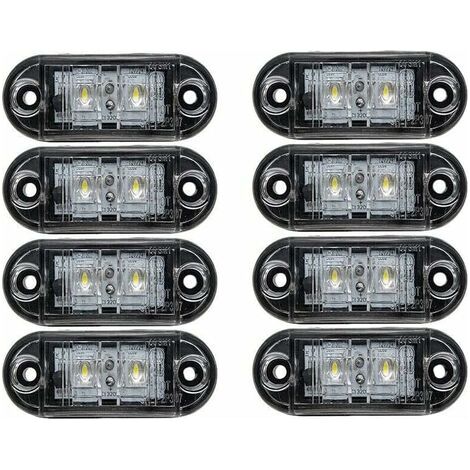Feux de position latéraux pour voiture, 8PCS 12V/24V LED Lampe de signalisation universelle pour camion, remorque, van, caravane, camion, blanc (1/2)