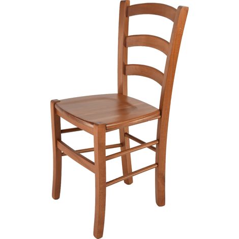 Tommychairs - Sedia modello Venice per cucina bar e sala da pranzo, robusta struttura in legno di faggio color ciliegio e seduta in legno (1/5)