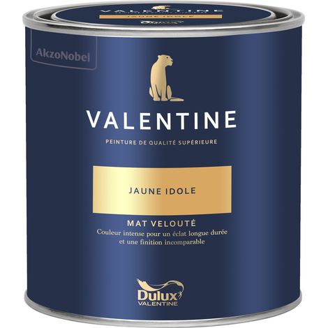 Dulux Valentine Peinture intérieure de haute qualité - Valentine - Couleur intense & pouvoir couvrant élevé - Mat Velouté Jaune Idole 0,5 L