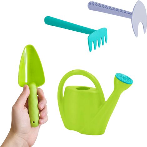 Gardenico  Kit Jardinage, Kit Outils Jardinage Enfant, 4 Outils  Kit De Jardinage, Pots De Fleurs Et Outils De Jardinage  Jardin Potager Enfant, À Partir De 3 Ans  Râteau, Houe, Pelle Arrosoir