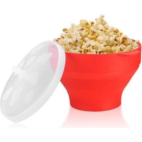 Grand récipient à pop-corn pliable en silicone avec couvercle, sans BPA, sans huile, pour micro-ondes, maison, cuisine, fête