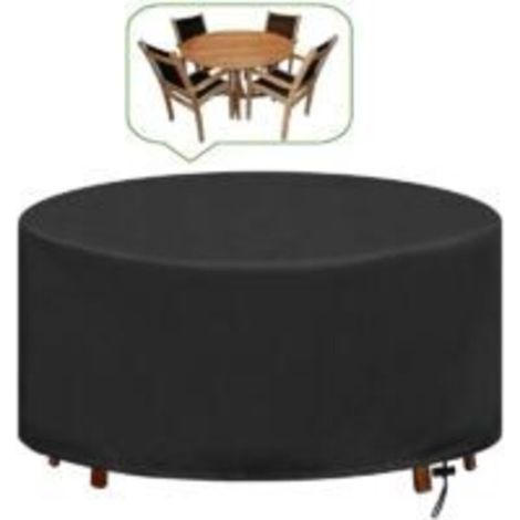 Housse Table Ronde Jardin - 1 Pièce - Tissu Oxford 120 G/M² - Imperméable Anti-UV - Ø128 X 71 Cm - Extérieur (1/5)