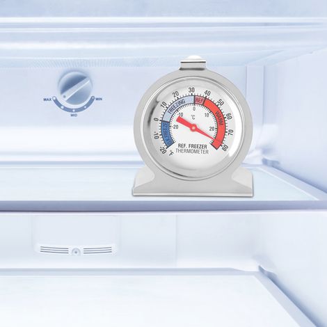 Thermomètre de réfrigérateur/congélateur à grand cadran en acier inoxydable (1/5)