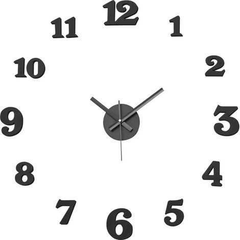 Orologio Sticker da Parete Silenzioso Nero in Plastica Design Contemporaneo (1/3)