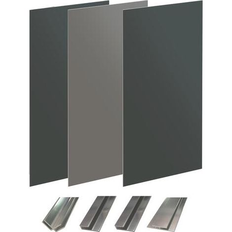 ONDEE - Kit instalación paneles murales esquina WALLDECO 200cm gris antracita perfil cromado
