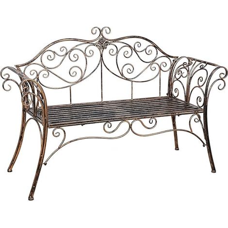 HLC Banc de Jardin Fer Forgé, Banc de Jardin Deux Places avec Dossier décoratif en Fer forgé, Banc Exterieur Jardin, 2 Places, 133  90  49cm, Balcon, Terrasse, Antirouille