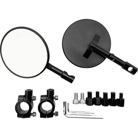 Moto Rétroviseurs Latéraux Rond Fin Convex avec Support de Rétroviseur et Outils d’installation, Sécurité Pliable, pour Convient à la Plupart des Scooters (1/5)