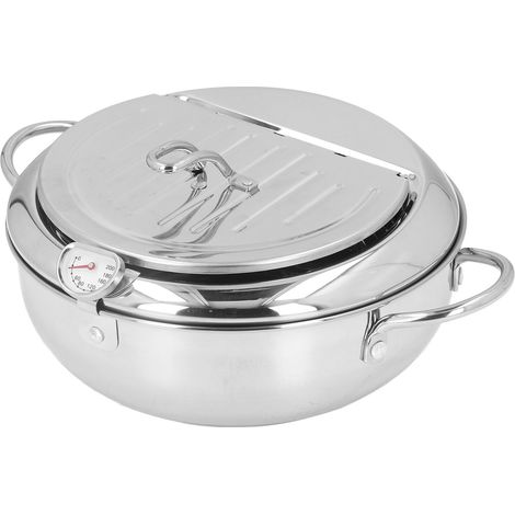 Friteuse japonaise Tempura petite taille en acier inoxydable avec contrôle de température et vidange d'huile pour frites, poisson et poulet. (1/5)
