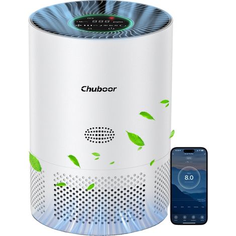 Purificador de aire, filtro HEPA verdadero, detección de PM2.5, funciones de seguridad infantil, blanco-WiFi, 2,3 kg (1/2)