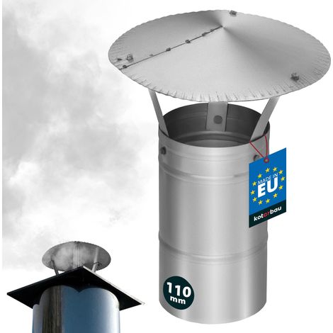 KOTARBAU® Chapeau De Cheminée - Inox - ø 110 mm - Argent - Chapeau Cheminée Anti Pluie - Résistant à la Corrosion - Installation Facile - Design Moderne (1/5)