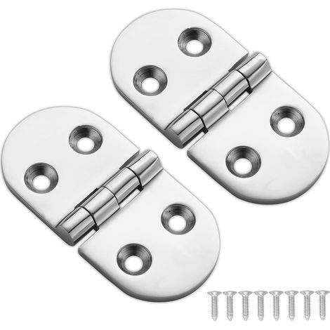 Cerniera per porta di cabina nautica per impieghi gravosi, in acciaio inox 316, cerniera ovale da 3 x 1,5 pollici, per ante di armadi con viti (confezione da 2) (1/5)