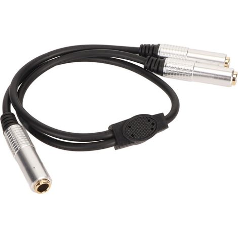 Câble Y Stéréo 6.35mm Femelle vers Double 6.35mm Femelle, Connecteurs Dorés, Plug & Play, 0.5m (1/5)