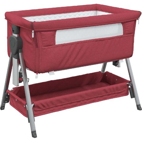 Lit pour bébé avec matelas Rouge Tissu de lin (1/5)