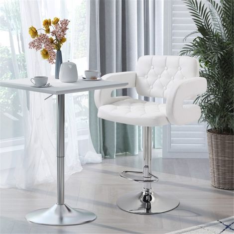 Adjustable Height Barstool with 360° Swivel,Faux Leather Upholstery,High Back Support,and Footrest-Stylish Beige Design for Home or Bar