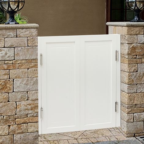 【Maison connectée】Porte battante intérieure en bois massif, porte à double battant de style café avec charnières métalliques, adaptée à un usage domestique et professionnel, blanche (L 90 × H 90 cm) (1/5)