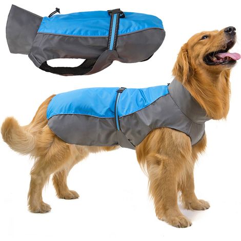 Manteau De Pluie Pour Chien - Imperméable En Pvc Avec Maille Respirante - Réglable Pour Grande Taille - Bleu - Taille Xl (1/5)