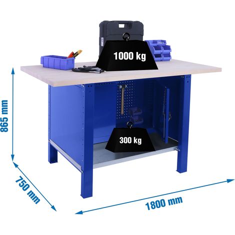 Simonrack Simonwork BT6 Pro Werkbank blau robust 1800x865x750 mm