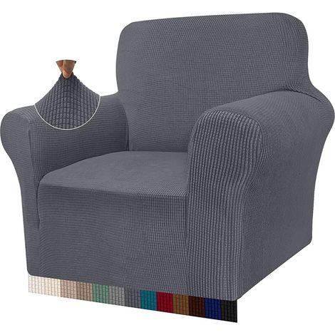 Housse de canapé extensible haute résistance, jeté de canapé moderne, housse de canapé élastique jacquard pour salon, protection pour chiens et animaux de compagnie (1 place, gris) (1/5)