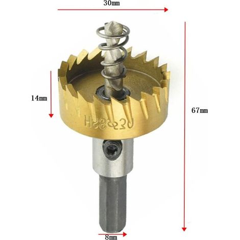 30MM HSS Scie-cloche Trou Mèche Foret Fraise Perceuse Metal Bois Alliage (1/2)