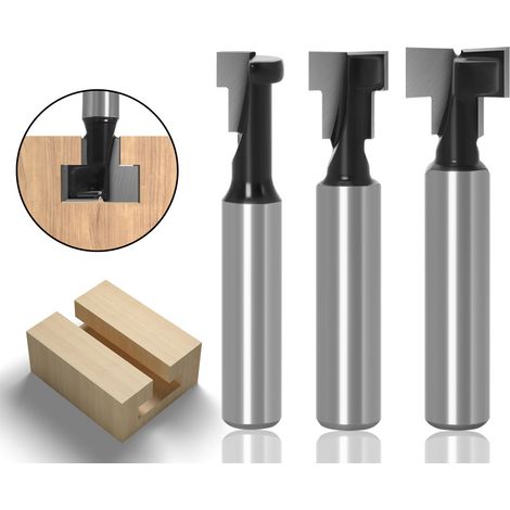 3 Stück T-Nutenfräser 8mm Schaft 9/9,52/12,7mm, Holz Fräsköpfe für Elektrowerkzeuge