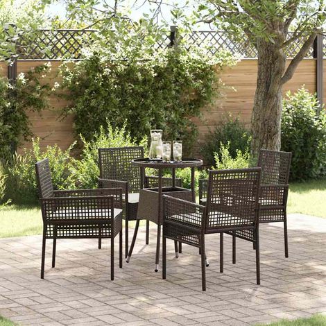 Garten Essgruppe 5 pcs Braun Poly-Rattan