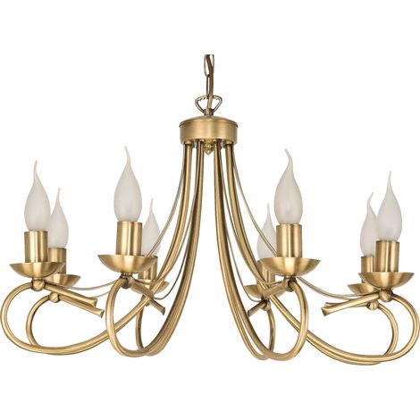 Lampadario a sospensione da soffitto a candelabro, colore oro, LED, attacco E14, alpha II 2-290/8