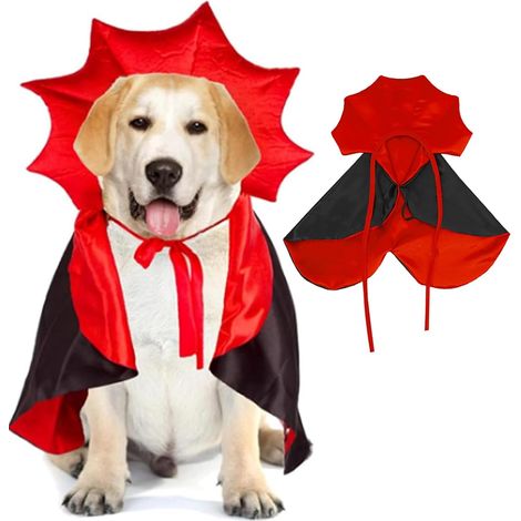 Cape de Costume D'Halloween pour Chien et Chat, Costumes D'Halloween, Cape de Vampire pour Animaux de Compagnie, Cape de Vampire avec Ailes de Chauve-Souris Melon, Costumes de Cosplay pour Animaux (L) (1/5)