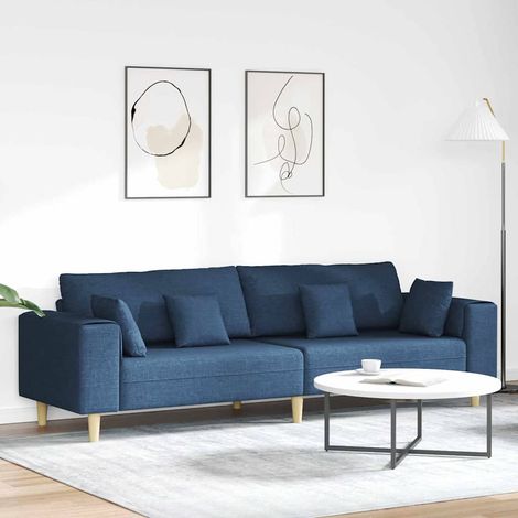 vidaXL Sofa mit Kissen Blau 250 x 77 x 76 cm Stoff (1/5)