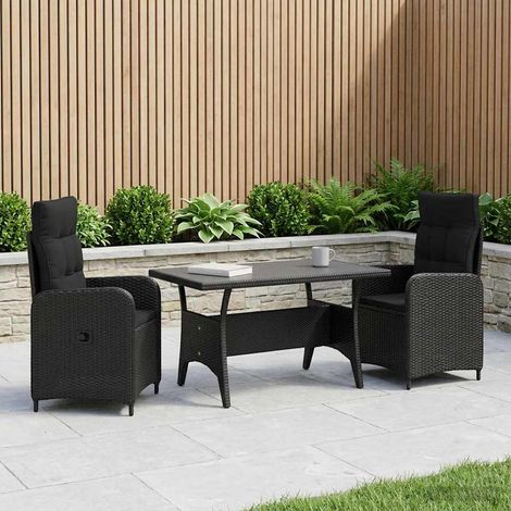 vidaXL Outdoortisch-Set 3 pcs Schwarz Poly-Rattan (1/5)