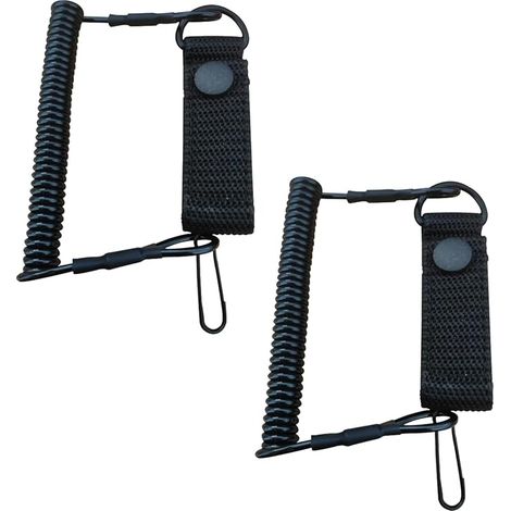2 Pack Elastic Safety Lanyards with Carabiner, Reusable & Sturdy for Fishing, Hiking, Climbing, Camping and Outdoor Activities (Black) (1/2)