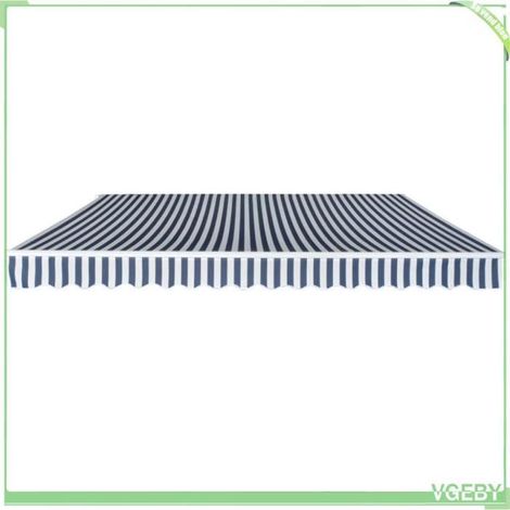 Auvent pliable manuel - FAFEICY - 275570 - 400 cm - Bleu/blanc - Manivelle côté gauche (1/5)