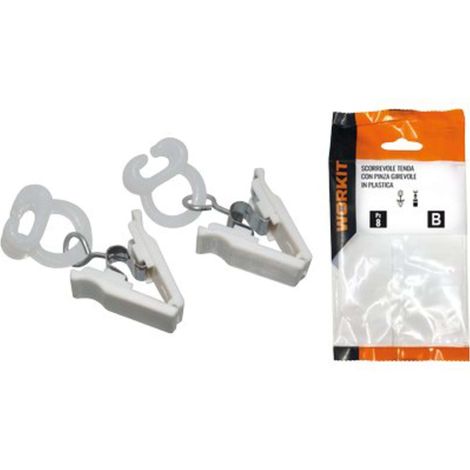 SCORREVOLE TENDA CON PINZA GIREVOLE SELF WORKIT - PLASTICA CF=PZ 10 - 5 Confezioni