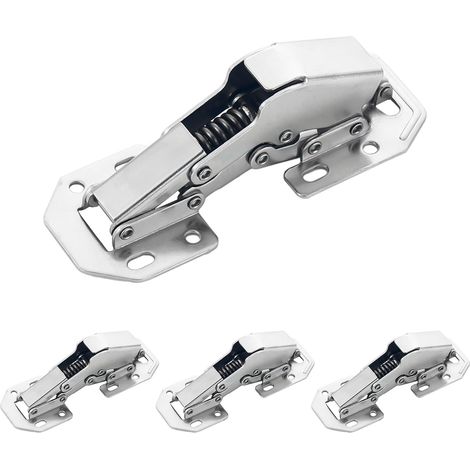 Charnières invisibles pour placard, angle de 90°, lot de 4, fermeture amortie, montage en surface, ressort, pour portes de placard de cuisine. (1/5)