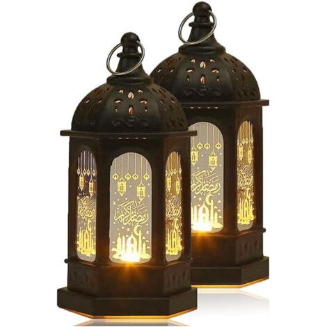 Pair Veilleuse électronique bougie, bougeoir château marocain, noire