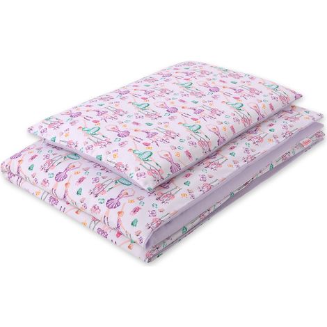 Juego de cama infantil de algodón de 2 piezas, doble cara, 140x200 cm, Junior - bailarinas moradas (1/3)