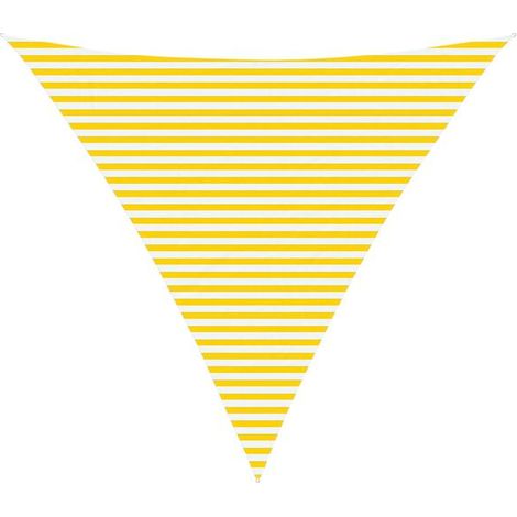 Voile d'ombrage à rayures jaunes et blanches, 5 x 5 x 5 mètres, tissu Oxford 100% polyester. (1/5)