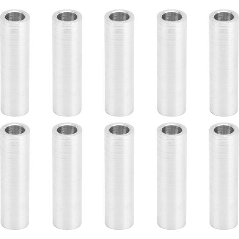 Lot de 10 entretoises rondes en alliage d'aluminium, sans filetage, diamètre extérieur 6 mm, longueur 24 mm