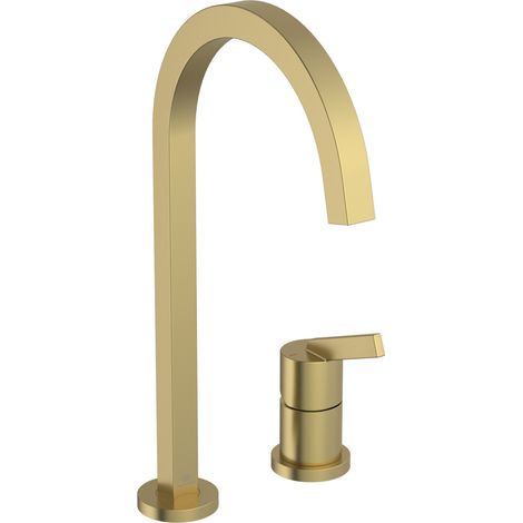 Ideal Standard Grifo de cocina 2-agujeros Gusto Salida 204mm salida cuadrada Brushed Gold, BD423A2 (1/3)