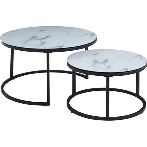 Niedriger Tisch, Kollektion MANHATTAN, in Weißmarmor-Effekt, ideal für ein schickes Wohnzimmer.