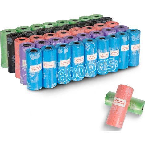 600 Pieces Dog Poop Bags, 40 Rolls of Dog Poop Bags with Poop Dispenser, Portable and Leak-Proof Dog Poop Bags 33x22.8cm (1/5)