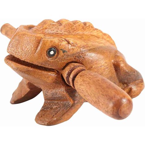 Genouille en Bois avec Maillet - Atisanat Taditionnel de Thaïlande,Genouille Pote Bonheu de 9 cm,Musique à Coassement éaliste pou Femmes,Hommes,Adultes et Amis