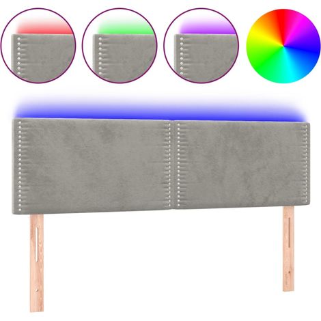 Maison Exclusive - Cabecero con LED de terciopelo gris claro 144x (1/5)