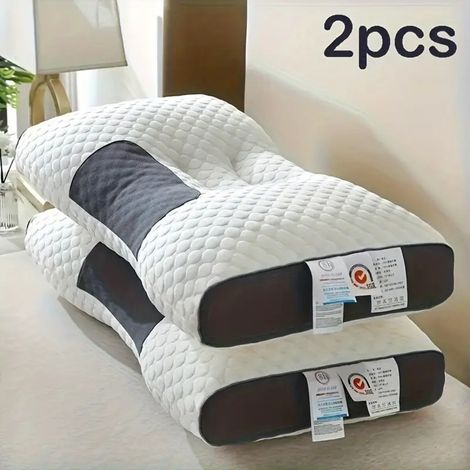 Set aus 2 ergonomischen Nackenstützkissen, Standard-Sofakissen, ideal für Nacken und Massage, orthopädisches Kissen für Seite, Rücken und Bauch.