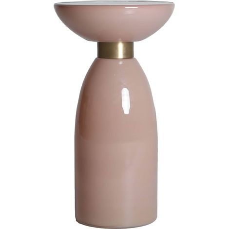 Table d'appoint en verre rose finition brillante style contemporain - Rose pâle translucide (1/4)