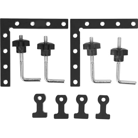 2 pièces carrés de positionnement à 90 degrés en forme de L pinces à bois à pince fixe d'épissure noire pour boîtes d'armoires de meubles (160 160)