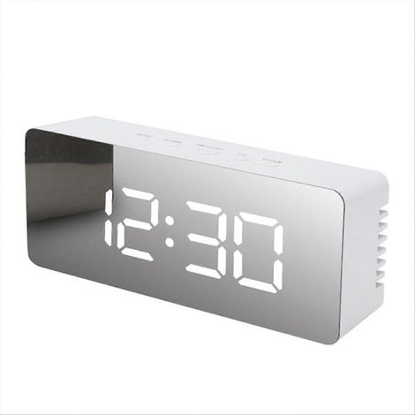 Digitale LED-Wanduhr für den Nachttisch, tragbarer weißer elektronischer Wecker für Reisen und Schlafzimmer, kompaktes Leuchtzifferblatt (1/5)